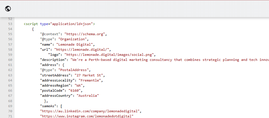 Lemonade Digital Schema markup