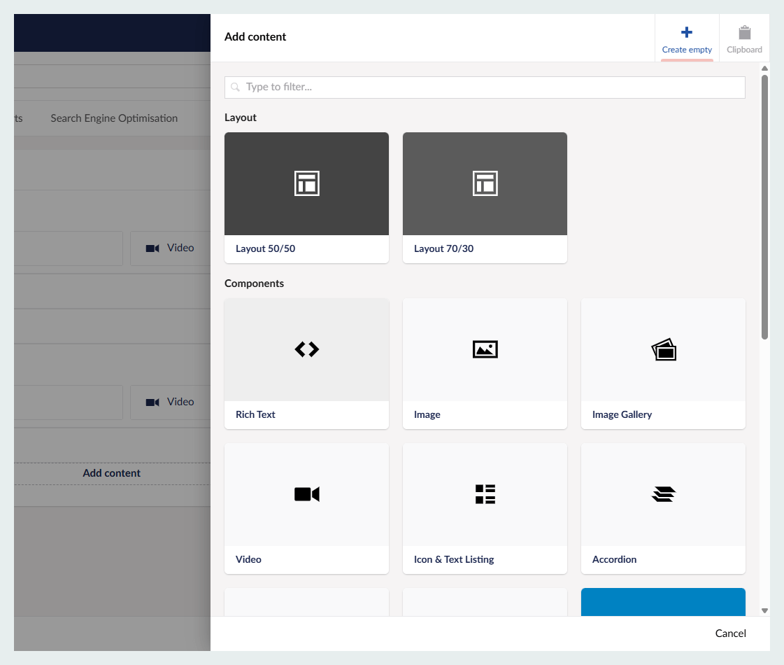 Screenshot of Brightwater Care Groups Umbraco setup