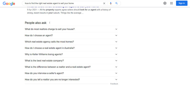 Screenshot of a Google "People also ask" example
